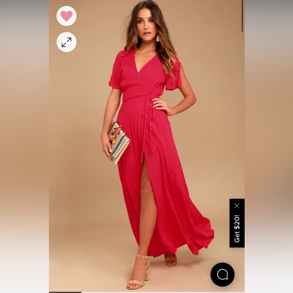 Lulu’s Much Obliged Red Wrap Maxi Dress